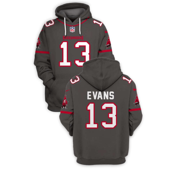 Men's Tampa Bay Buccaneers #13 Mike Evans 2021 Grey Pullover Hoodie